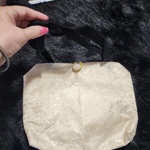 Elegant Cream Tote Bag.  Vintage Ivory Fabric W/ Straps.